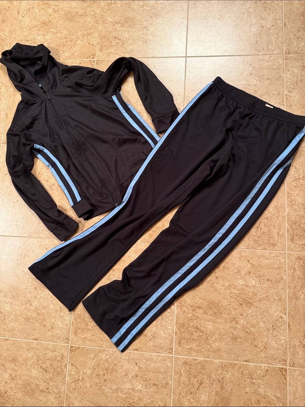 Prospirit Black Jacket and Pants with Light Blue Trim